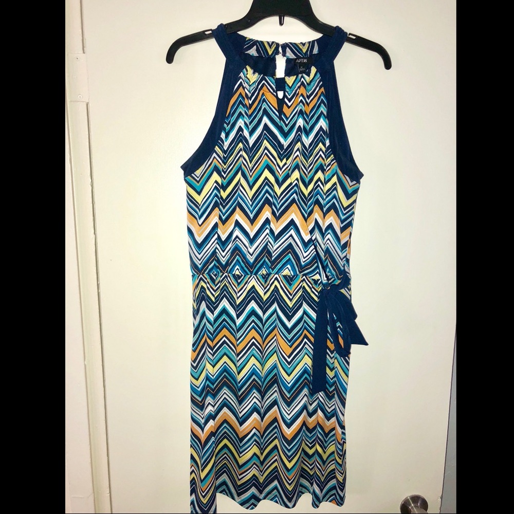 Apt 9 Navy Blue Dress w/Multicolored stripes Sz M